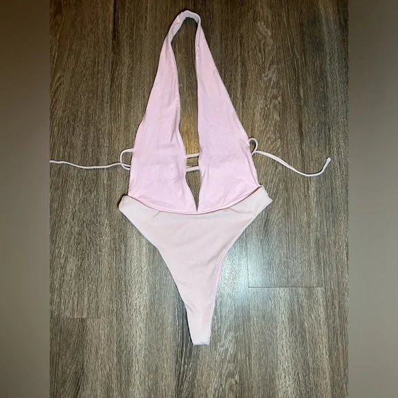 Selina Rae The Victoria One Piece Ribbed Swimsuit Bikini Bodysuit Ballet Pink - Picture 5 of 7